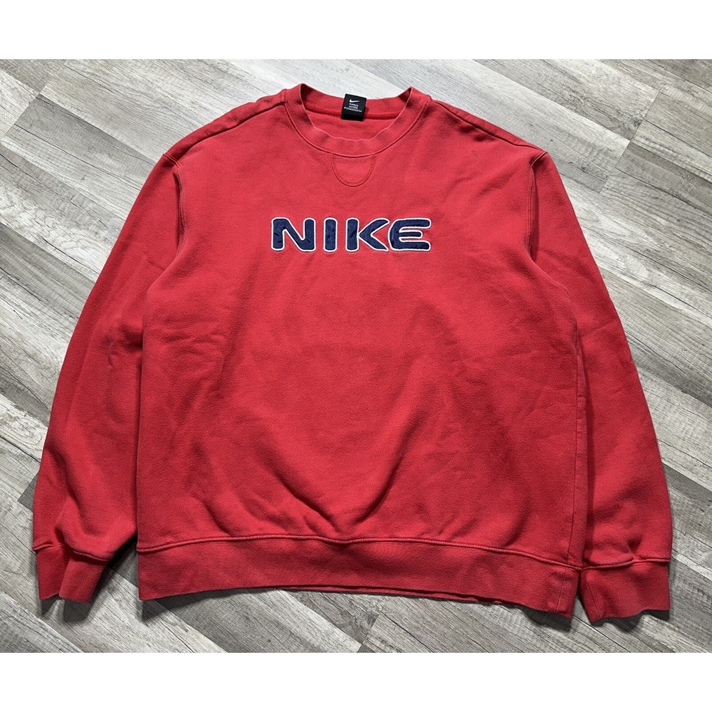 Vintage 00's Nike Crewneck XL Red Pullover Spell Out Logo Casual Swoosh Mens